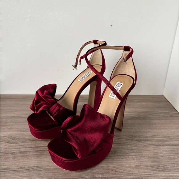 Badgley Mischka Shoes - Badgley Mischka Platform Sandals Red Velvet Alora II Borvel Sz 7.5 US New❤️